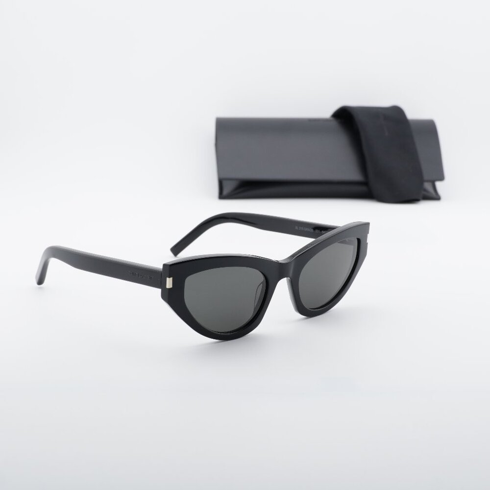 Saint Laurent SL215 GRACE 001 Cat Eye Sunglasses - Black/Grey - Picture 1 of 10